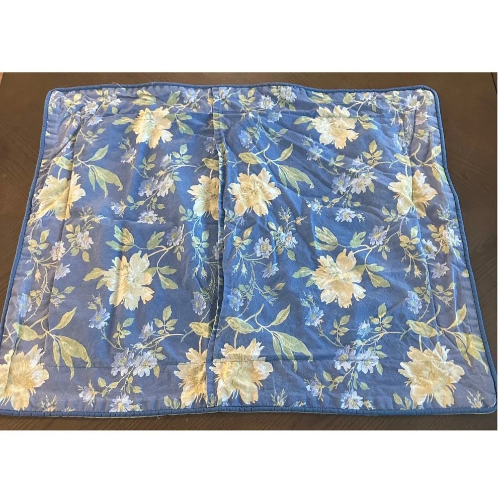 Pair of Laura Ashley Emilie Rose Floral Quilted‎ Pillow Shams King Cottagecore